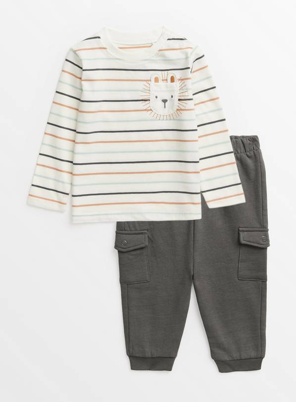 Lion Stripe Top & Cargo Trousers Set Up to 3 mths